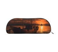SDTYKHJ Estuche para lápices, diseño de barco al atardecer, bolsa de lápices grande, portátil, bolsa de cosméticos estética, bolsa de maquillaje de piel, Silver, Talla única