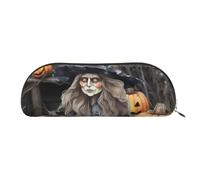 SDTYKHJ Estuche para lápices, diseño de bruja, decoración de Halloween, bolsa portátil para monedas, bolsa de cosméticos estética, bolsa de maquillaje de piel, Gold, Talla única