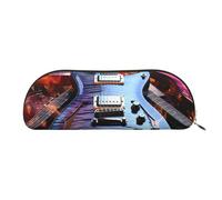 SDTYKHJ Estuche para lápices, diseño de guitarra eléctrica mágica, bolsa grande para lápices, bolsa portátil para monedas, bolsa de cosméticos estética, bolsa de maquillaje de piel, Gold, Talla única