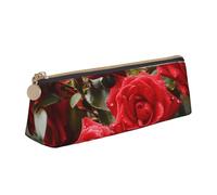 SDTYKHJ Estuche para lápices, diseño de rosas rojas, arbusto en el jardín, bolsa grande para lápices, bolsa portátil para monedas, bolsa de cosméticos estética, bolsa de maquillaje de piel
