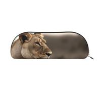 SDTYKHJ Estuche para lápices Lioness with Cachorro Big Pencil Bag Portable Coin Pouch Cosmetic Bag Leather Makeup Bag, Gold, Talla única