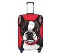 SDTYKHJ Funda de equipaje de viaje, protector de maleta de moda, diseño de perro Boston Terrier, color rojo, elastano, lavable, antiarañazos, para maletas de 18 a 32 pulgadas, Black, L