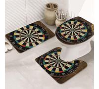 SDTYKHJ Juego de 3 alfombras de baño, ultra absorbentes, antideslizantes, con diseño de tablero de dardos, tapete de ducha suave en forma de U, tapete de inodoro para bañera y ducha