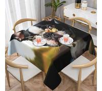 SDTYKHJ Mantel cuadrado impermeable y resistente al agua con diseño de perro Boston Terrier, 137 x 137 cm, lavable, mantel de otoño, mantel decorativo de tela para bodas, fiestas y banquetes