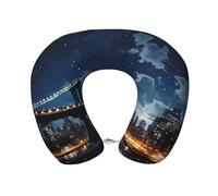 SDTYKHJ Moon Light New York City - Almohada de cuello cómoda en forma de U de espuma viscoelástica para apoyo a la cabeza, almohadas de viaje para aviones, almohada portátil de viaje para el cuello