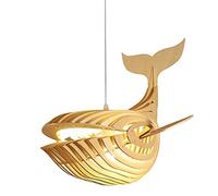 SDUYTDG Lámpara Colgante de Ballena de Arte de Madera Creativa, lámpara de araña de Madera Hecha a Mano, lámparas de Comedor de Madera sobre la Mesa, lámpara de Madera de Ballena para Dormitorio