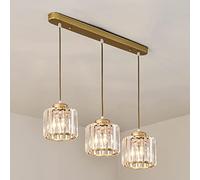 SDUYTDG Lámparas Colgantes de Cristal K9 de Tres Cabezas de Lujo, lámpara Colgante de Metal para Dormitorio, lámpara Colgante de Altura Ajustable