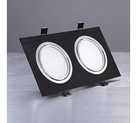 SDUYTDG Led de Doble Cabezal Foco empotrable Negro Foco Cuadrado 6W-36W Focos para Interiores, Accesorios de iluminación Montaje en el Techo Cocina, Panel de luz antirreflejo 3000K Luz cálida