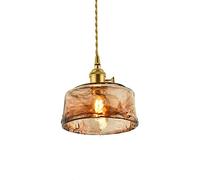 SDUYTEG Lámparas de Techo Colgantes Modernas Lámpara Colgante Industrial de Vidrio ámbar de Mediados de Siglo con Cable Ajustable para Cocina Isla Baño Comedor Bombilla E27