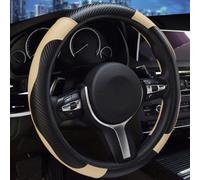 SDXXDEGF Funda Volante Coche para Renault Captur II 2019 2020 2021 2022 2023 2024 2025, Cuero Fibra de Carbono Cubre Volante Protector Antideslizante Accesorios Coche,Beige