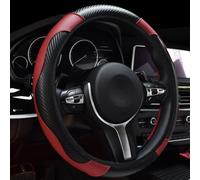 SDXXDEGF Funda Volante Coche para Toyota C-HR I 2016 2017 2018 2019 2020 2021 2022, Cuero Fibra de Carbono Cubre Volante Protector Antideslizante Accesorios Coche,Red