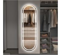 SDXYSTCE Espejo de baño con iluminación, 150 x 40 cm, espejo ovalado LED, espejo de pared con luces de tres colores, antivaho, vidrio templado