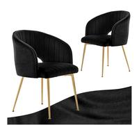 SDXYSTCE Pack 2 Sillas de Comedor en Terciopelo - Sillas de Cocina Tapizadas en Nórdica - Sillas de Salón Clásicas con Reposabrazos y Espaldo Medio - Velvet-Negro