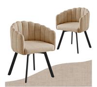 SDXYSTCE Pack 2 Sillas de Comedor Giratorias - Sillas de Cocina en Tela Nórdica Tapizadas - Sillas de Salón Clásicas con Reposabrazos y Espaldo Medio - Negro y Caqui