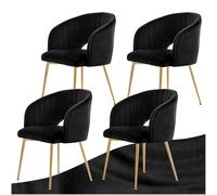 SDXYSTCE Pack 4 Sillas de Comedor en Terciopelo - Sillas de Cocina Tapizadas en Nórdica - Sillas de Salón Clásicas con Reposabrazos y Espaldo Medio - Velvet-Negro