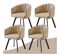 SDXYSTCE Pack 4 Sillas de Comedor Giratorias - Sillas de Cocina en Tela Nórdica Tapizadas - Sillas de Salón Clásicas con Reposabrazos y Espaldo Medio - Negro y Caqui