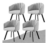SDXYSTCE Pack 4 Sillas de Comedor Giratorias - Sillas de Cocina en Tela Nórdica Tapizadas - Sillas de Salón Clásicas con Reposabrazos y Espaldo Medio - Negro y Gris