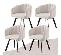 SDXYSTCE Pack 4 Sillas de Comedor Giratorias - Sillas de Cocina en Tela Nórdica Tapizadas - Sillas de Salón Clásicas con Reposabrazos y Espaldo Medio - Negro y Beige