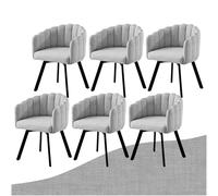 SDXYSTCE Pack 6 Sillas de Comedor Giratorias - Sillas de Cocina en Tela Nórdica Tapizadas - Sillas de Salón Clásicas con Reposabrazos y Espaldo Medio - Negro y Gris