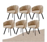 SDXYSTCE Pack 6 Sillas de Comedor Giratorias - Sillas de Cocina en Tela Nórdica Tapizadas - Sillas de Salón Clásicas con Reposabrazos y Espaldo Medio - Negro y Caqui