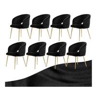 SDXYSTCE Pack 8 Sillas de Comedor en Terciopelo - Sillas de Cocina Tapizadas en Nórdica - Sillas de Salón Clásicas con Reposabrazos y Espaldo Medio - Velvet-Negro