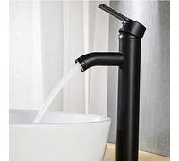 SDYDAY Grifo para lavabo de cobre negro mate, con una manija, para agua fría y caliente, diseño elegante y retro, orificio único, duradero Tamaño libre Negro