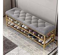 SDYdsgE Zapatero de Metal Gran Capacidad con Asiento tapizado Terciopelo Lujo, Moderno Banco for Zapatos Pasillo, Mueble Auxiliar en Verde(Grey,60x30x46cm(24x12x18inch))