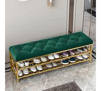 SDYdsgE Zapatero de Metal Gran Capacidad con Asiento tapizado Terciopelo Lujo, Moderno Banco for Zapatos Pasillo, Mueble Auxiliar en Verde(Green,60x30x46cm(24x12x18inch))