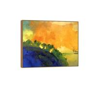 SDYSKKUG Emil Nolde Impresión en Lienzo. Famosa Pintura Reproducción. Montaña sobre mar. Artística Cuadros Decoracion Mural Salon 48x40cm Marco de Madera