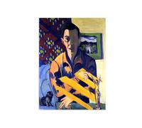 SDYSKKUG Ernst Ludwig Kirchner Cuadro Impresión en Lienzo. Autorretrato. Famoso Arte Mural Pintura Decoracion Salon. Reproducción 115x80cm Sin Marco