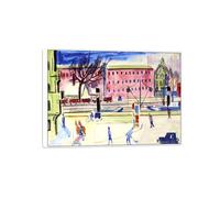 SDYSKKUG Ernst Ludwig Kirchner Cuadro Impresión en Lienzo. En calle. Famoso Arte Mural Pintura Decoracion Salon. Reproducción 85x60cm Marco Blanco