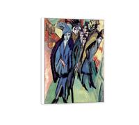 SDYSKKUG Ernst Ludwig Kirchner Cuadro Impresión en Lienzo. Escena callejera 2. Famoso Arte Mural Pintura Decoracion Salon. Reproducción 42x30cm Marco Blanco