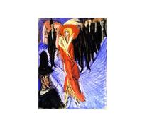 SDYSKKUG Ernst Ludwig Kirchner Cuadro Impresión en Lienzo. Mujer rojo. Famoso Arte Mural Pintura Decoracion Salon. Reproducción 80x60cm Sin Marco