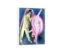 SDYSKKUG Ernst Ludwig Kirchner Cuadro Impresión en Lienzo. Pareja bailando. Famoso Arte Mural Pintura Decoracion Salon. Reproducción 115x80cm Marco Blanco