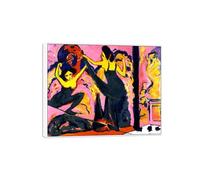 SDYSKKUG Ernst Ludwig Kirchner Cuadro Impresión en Lienzo. Paseo. Famoso Arte Mural Pintura Decoracion Salon. Reproducción 88x70cm Marco Blanco