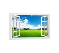 SDYSKKUG Falsa Ventana Cuadros. Nubes pradera. Paisaje Impresión Imagen en Lienzo. Lienzo Envuelto Pintura Decoración Salon 120x80cm