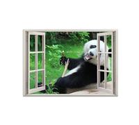 SDYSKKUG Falsa Ventana Cuadros. Panda Cute. Paisaje Impresión Imagen en Lienzo. Pintura Decoración Salon Dormitorio 55x40cm Sin Marco