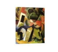 SDYSKKUG Franz Marc Pintura. Composición pequeña 2. Abstracto Impresión en Lienzo. Marco Interior Cuadros Decoracion Salon Dormitorio Hogar Modernos 105x80cm