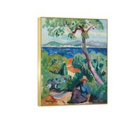SDYSKKUG Henri Manguin Impresión en Lienzo. Camino detrás Saint-Tropez. Cuadros Decoracion Salon Mural Dormitorio Cocina Comedor. Reproducciones. Marco Dorado 80x60cm