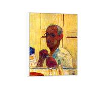 SDYSKKUG Pierre Bonnard Impresión en Lienzo. Famosa Pintura Reproducción. Autorretrato. Artística Cuadros Decoracion Mural Salon 50x40cm Marco Blanco