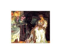 SDYSKKUG Pierre Bonnard Impresión en Lienzo. Famosa Pintura Reproducción. Mujer con rosas. Artística Cuadros Decoracion Mural Salon 48x40cm Sin Marco