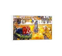 SDYSKKUG Pierre Bonnard Impresión en Lienzo. Famosa Pintura Reproducción. Noche en París. Artística Cuadros Decoracion Mural Salon 50x30cm Marco Blanco