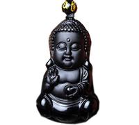 SDyudDS Collar de Jade, Collar con Colgante de la Suerte Buda Tallado en obsidiana Natural Hecho a Mano, joyería Moda