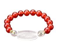 SDyudDS Pulseras, 10/12mm Crystal Beads Bracelet for Women Men Red Agate Reiki Quartz Chakra Amulet Wealth Good Luck,10mm(10mm Red Agate)