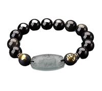 SDyudDS Pulseras, 10/12mm Crystal Beads Bracelet for Women Men Red Agate Reiki Quartz Chakra Amulet Wealth Good Luck,10mm(12mm Rainbow Eye Obsidian)