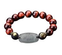 SDyudDS Pulseras, 10/12mm Crystal Beads Bracelet for Women Men Red Agate Reiki Quartz Chakra Amulet Wealth Good Luck,10mm(12mm Red Tiger Eye)