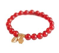 SDyudDS Pulseras, Beads Bracelet Carnelian Beaded Crystal Lotus Lucky Charm for Propitious/Auspicious