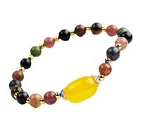 SDyudDS Pulseras, Natural Tourmaline Red Agate Bracelet Citrine AmethystLove 7 Talisman Prosperity Money Luck 2023 New Luxury Vacation Jewelry(Citrine)