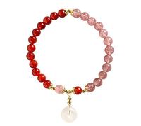 SDyudDS Pulseras, South Strawberry Crystal Bracelet Hetian Jade Harmony Buckle Pendant Nafu Lucky Reiki Meditation Ladies