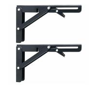 SDyudDS Soportes Triangulares, 2 Soportes de Pared Ajustables for Banco, Mesa, Estante y Caravana, Plegables, Resistentes(340x130mm Black)